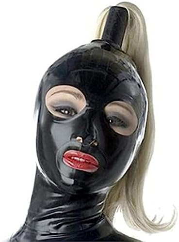 Cappuccio In Lattice Nero Con Coda Di Cavallo Bionda Maschera Di Gomma Con Cerniera Posteriore Con Parrucca Dorata Costume Da Festa Per Cosplay,Personalizza La Dimensione