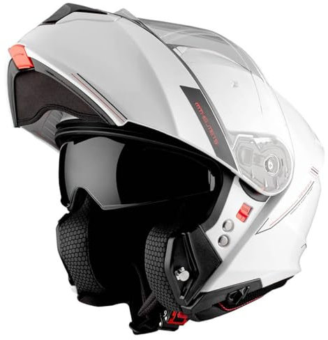 MT Genesis SV Blanco - Casco de Moto Modular Abatible con Visor Solar - Homologado ECE 22.06 (L)
