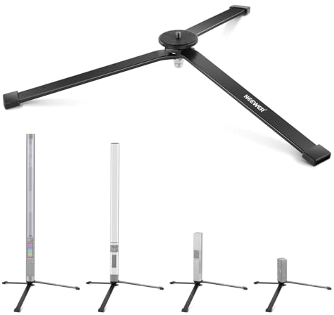 NEEWER Mini Base de Trípode de Metal para TL120C TL60 CL124 Varita Tubo Luz, Patas de Trípode de Mano Plegable Extra Estables Pies Soporte Luz de Mesa con 1/4 Tornillo, 3/8cm Ángulo Bajo, CTN5