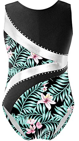 TiaoBug Mädchen Ballett Trikot Body Kinder Ballettanzug Turnanzug Gymnastikanzug Tanz-Body Tank Top Ballettkleidung für gr. 92 98 104 110 116 128 134 140 152 Rosa I 170-176