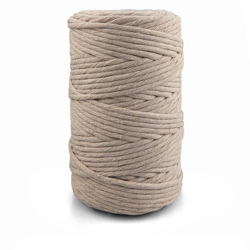 Netuno 1 x makramégarn, elfenben, 5 mm, 100 m, tvinnat bomullsgarn, textilgarn, sladdband, naturgarn, bomullsgarn, dekorativt snöre, makramérep, bomullssnöre, makramérep