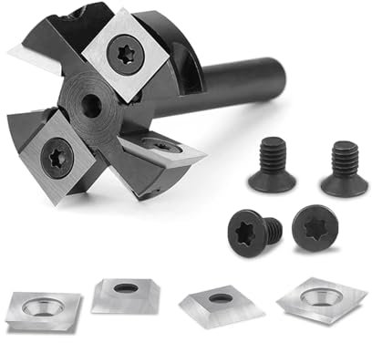 fresadora de superficie de spoilboard Broca for fresadora CNC de 8 mm for superficies de alerones, broca for cepilladora de madera de 2+2 ranuras, diámetro de corte de 1-1/2, fresas for aplanar losas