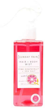 Sunday Rain Vitamin-Rich Pink Grapefruit and Sea Salt Hair and Body Mist, Sweet and Zesty Scent, with Ceramides, Pink, 200ml
