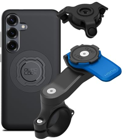 Quad Lock Telefonfäste för Motorcykelstyre med Vibrationsdämpare och MAG-fodral för Galaxy S25+