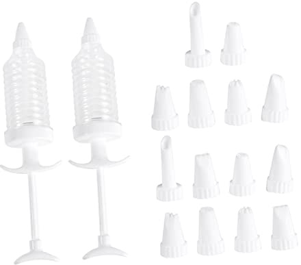 Cookie Press Decorating Kit with 16 Pieces and Icing Tips for Cakes