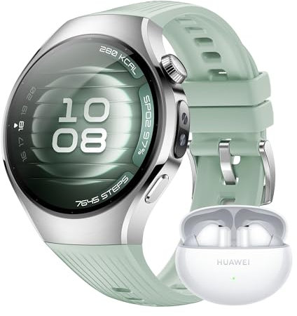 HUAWEI Watch 5 42mm Montre connectée, + Freebuds 6i Blanc, Technologie X-Tap à détection Multiple, Votre santé en Un Coup d'œil, eSIM, Deux Modes de Batterie, Compatible avec Android et iOS, Vert