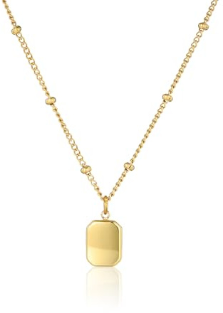 MILAKOO Gold Chunky Pendant Necklace Square Shape Necklace for Women Adjustable Ball Beaded Chain for Friendship Gifts