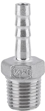 KooingTech Schlauchtülle, 1/4 x6mm Schlauchanschluss, Edelstahl SS304 Schlauchverbinder für die Verbindung von Rohren mit Schläuchen