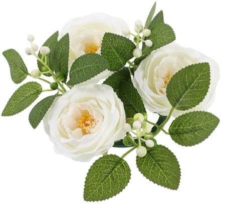 GOOHOCHY Ghirlanda Di Candele Anello in Fiori Artificiali Decorazione Da Tavolo in Stile Rustico Per Feste Di Famiglia Matrimoni e Altre Celebrazioni