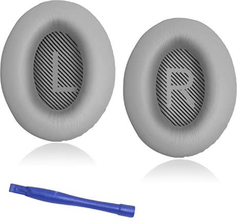 Premium Replacement Ear Pads for Bose QuietComfort 35 (QC35) & QuietComfort 35ii (QC35ii), Headphones Earpads Cushions with Softer Leather and Memory Foam, Silver