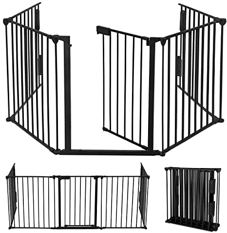 VANCHEMO Rejilla de protección para chimenea con puerta de metal para bebé, incluye 5 elementos (tipo A)