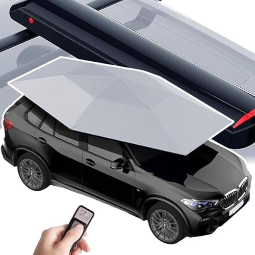 GAYAYAS Cochera Totalmente automática, Cochera móvil para Coche, Parasol Impermeable para Techo con Control Remoto, Paraguas Plegable para Coche, Parasol,para estacionamientos al Aire Libre,Silver