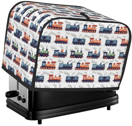 Cubierta para tostadora con impresión de tren de vapor vintage, 2 rebanadas, fundas para horno tostador con bolsillos para cocina, cubierta de electrodomésticos pequeños y protección de huellas