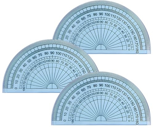 3 Pcs Protractor Set, MEOAlBkey 180 Degree Clear Plastic Protractor for Angle Measurement Tool for School Office Students and Teachers