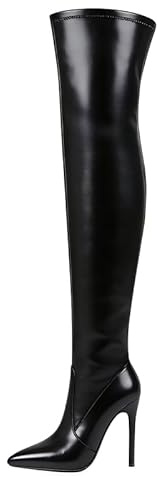 Veelau Meieer Botas de tacón alto para mujer, con tacón de aguja, botas largas de moda para fiestas y ropa de calle