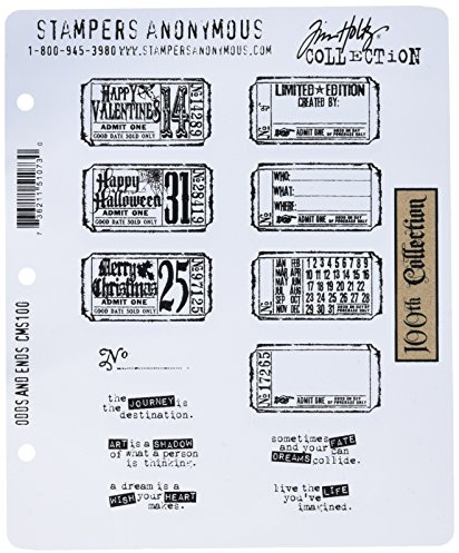 Stampers Anonymous Tim Holtz Large Cling Rubber Stamp Set, Odds and Ends
