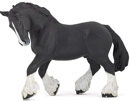 Papo - Figura Cavallo Shire Nero - Giocattolo per Bambini dai 3 Anni in su - Cavallo Realistico in Plastica - Dipinto a Mano - Collezione Cavalli Papo - 51517