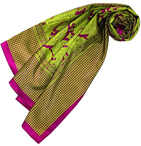 Lorenzo Cana Damentuch quadratisch XL Baumwolle kombiniert mit Seide 110 cm x 110 cm Naturfaser Marken Schaltuch Halstuch Hahnentritt Paisley 89122