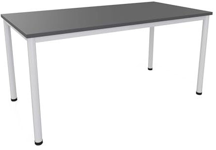Dila GmbH Schreibtisch Verschiedene Größen und Farben, Konferenztisch graues Metallgestell, Stabiler Besprechungstisch, Bürotisch hauseigene Fertigung (B: 160 cm x T: 80 cm, Anthrazit)