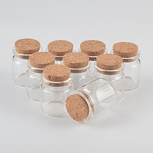 12pcs Fiole En Verre Transparent avec Bouchon Liège,Mignon Mini Bocaux en Verre, Capacité 20ml, Diamètre Extérieur 37 mm (12, 20ml)