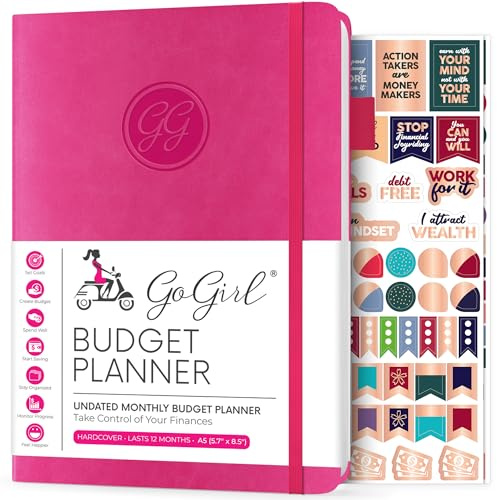 GoGirl Budget Planner – Monthly Financial Planner Organizer Budget Book. Expense Tracker Notebook Journal to Control Money, A5 (Hot Pink)