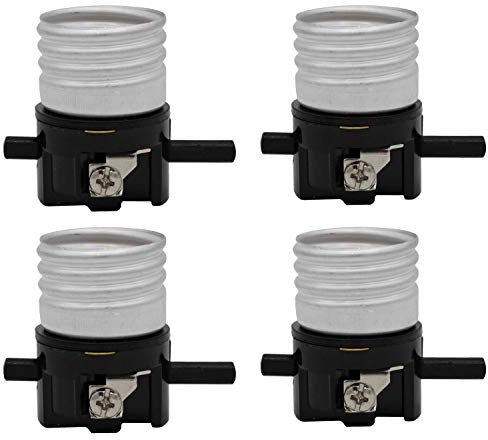 Creative Hobbies® Push-Thru On/Off Medium Base Lamp Socket for E26 Bulbs – Interior Lampholder Replacement | 4 Pack