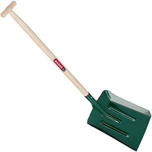KADAX Schaufel, Kohlenstaubschaufel, Schippe mit ergonomischem Stiel, Schaufel mit stabilem Griff, robuster Spaten für Asche, Kohle, Kohlenstaub, Gartenwerkzeug, Gartenspaten (Holzstiel)