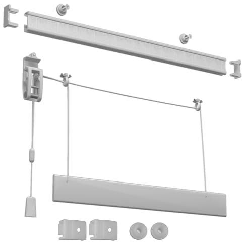 Binario Tenda a Pacchetto a Vetro 2 Calate in Alluminio con Sgancio Rapido, a Soffitto Parete o su Infisso, Bastone Binario per Tende a Pacchetto Moderne (40 CM COMANDO DESTRO)