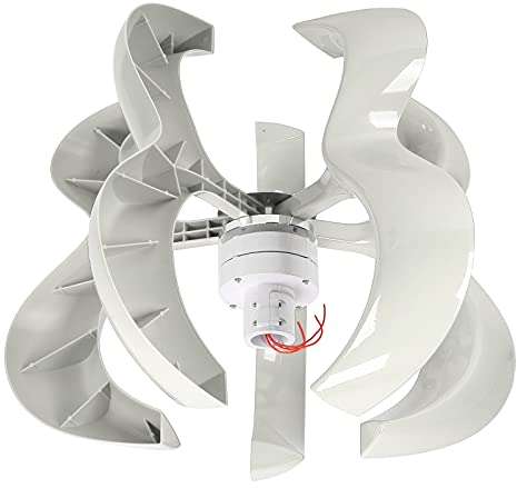 Kit Generatore Eolico Generatore Eolico 600W 5 Pale Ad Asse Verticale Turbina Eolica per Solare Eolico Bianco(12V)