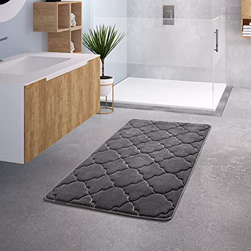 TT Home Badezimmer Badematte Duschmatte rutschfest Waschbar Memory Schaum Stein Muster, Farbe:Anthrazit 4, Größe:65x120 cm