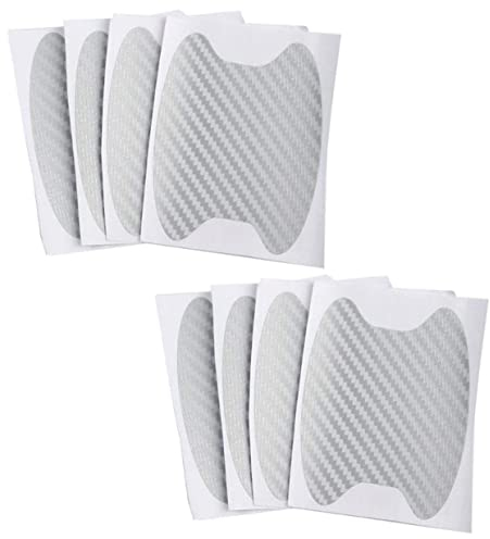 Hsthe Sea 8 pezzi Pellicola protettiva per vernice universale per maniglia della portiera dell'auto, pellicola adesiva per maniglia della portiera dell'auto in fibra di carbonio, argento, 6,8 x 8,5 cm