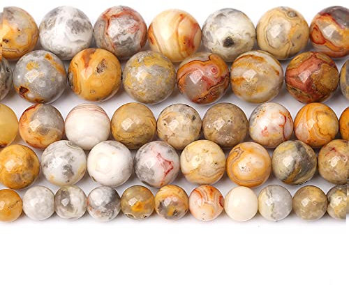 38 ciondoli in pietra naturale da 10 mm in agata di pizzo folle pietre preziose a energia curativa, rotondi sciolti per fare gioielli, braccialetti e collane