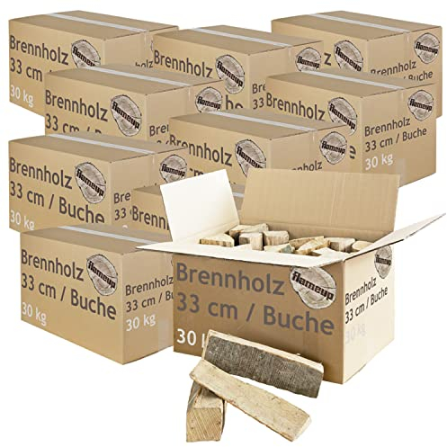 Leña Madera Selección 5-500 kg para Estufa y Chimenea Brasero Parrilla Cesta de Fuego Troncos de Madera de Haya 33 cm Flameup, Cantidad:300 kg