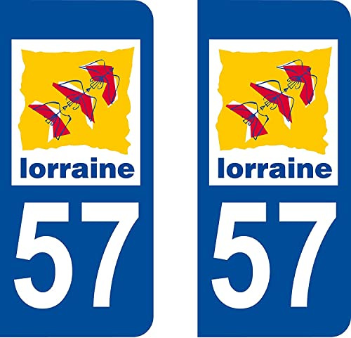 Bearn 57 Lorraine département région Autocollant Plaque immatriculation Auto Voiture Sticker, Couleur : Bleu, Angle : Arrondi
