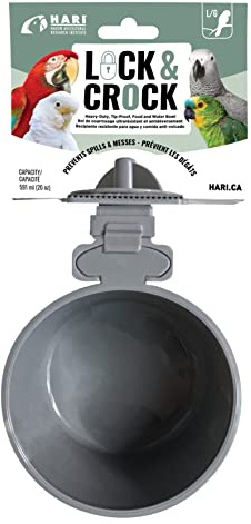 Hari Lock & Crock Gamelle pour Nourriture et Eau, Accessoire pour Cage à Oiseaux, Taille L