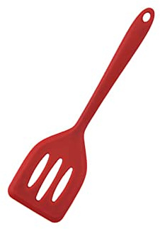 HOIRIX 2Pack Small Silicone Turner High Heat Resistant Slotted Spatula for Fish, Eggs, Pancakes and More (8.2IN-1PC, Red)
