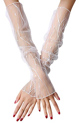 LICHENGTAI Fingerlose Handschuhe für Damen, Brauthandschuhe Abendhandschuhe Lang Fingerlos Handschuhe für Halloween, Motto-Party, Vintage, Opern, Hochzeit
