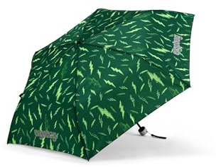 ergobag Regenschirm Kinderschirm für die Schultasche, ultraleicht und klein mit Tasche, Ø90 cm Bärtastisch - Grün