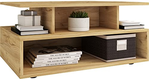 VCM Holz Couchtisch | Sofatisch mit ausreichend Stauraum | Maße ca. H. 40 x B. 80 x T. 50 cm | Wohnzimmertisch - Esila