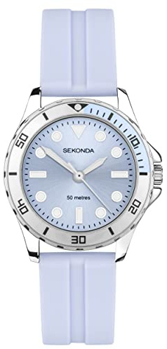 Sekonda Balearic Ladies 33mm Quartz Watch in Blue with Analogue Display, and Blue Rubber Strap 40570