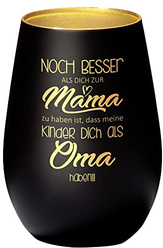 4you Design Windlicht Noch Besser Dich zur Mama zu haben…(Metall-Schw-Gold), Teelichthalter zum Muttertag, oder Geburtstag, Geschenkidee Eltern oder Großeltern, kleine Vase Dekoration