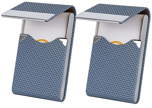 ALXBSONE 2 Stück Visitenkartenetui, Professionelles Kartenetui, Kartenetui Damen aus Metall, Business Card Holder mit Magnetverschluss, Leder Visitenkarten Aufbewahrung für Herren Damen