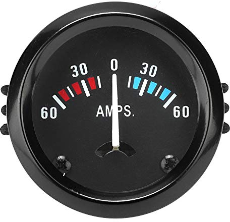 Amperímetro para Automóvil, Amperímetro Universal para Automóvil 12V 52MM Medidor de Amperímetro de 60-0-60 AMP con Marco de Montaje