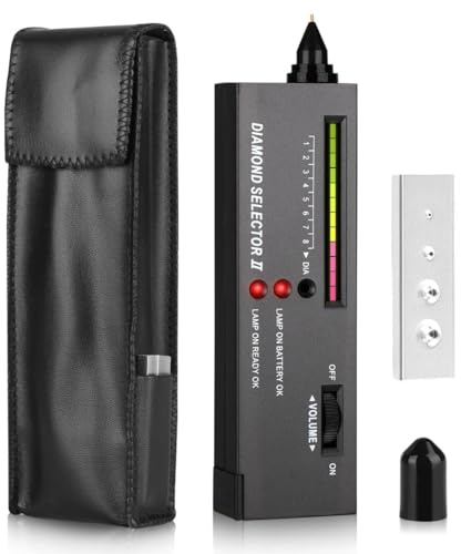 Diamond Tester, High Accuracy Diamond Tester Pen with LED Indicator Light and Sound Prompt, Portable Electronic Diamond Testers Professional for Novice and Expert, Diamond/Sapphire/Ruby/Crystal