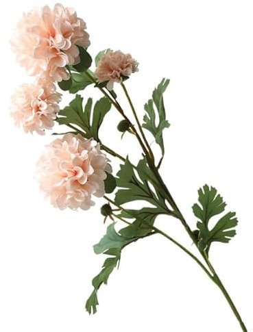 Arreglo floral de crisantemo con bola artificial for bodas, decoración del hogar, rama única con 4 bolas de crisantemo de imitación, flor de bola de cebolla y diente de león ( Color : Meat powder )