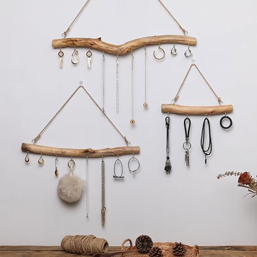 STKMELON Holz-Wand-Schmuck-Organizer, Schmuckhaken für Halsketten, Armbänder, Aufhänger, Schmuck-Organizer für Zuhause (8 Haken)