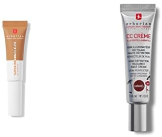 Erborian - Super BB Concealer & CC Creme Duo - Hochdeckender Pflege-Concealer + Hochauflösendes Make-up und pflegende Teint-Illuminierung für das Gesicht - Koreanische Kosmetikpflege - Caramel