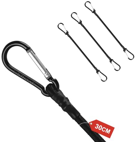TaoTazon Spanngummi mit Karabiner Haken, 30 cm Expander mit Karabiner, 4 Stück Expander mit Haken, Starker Spanngurte mit Haken, Gummispanner mit Haken