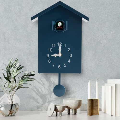 Reloj de cuco con pájaro trabajador, moderno reloj de pared con timbre, reloj minimalista con sonido de cuco con péndulo delicado cuco casa de pájaros para arte de pared, hogar, sala de estar, cocina,