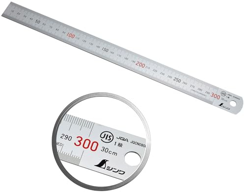 Shinwa 13013 Lineal aus Edelstahl 30 cm - mit 0,5mm Skala - Stahllineal Metalllineal